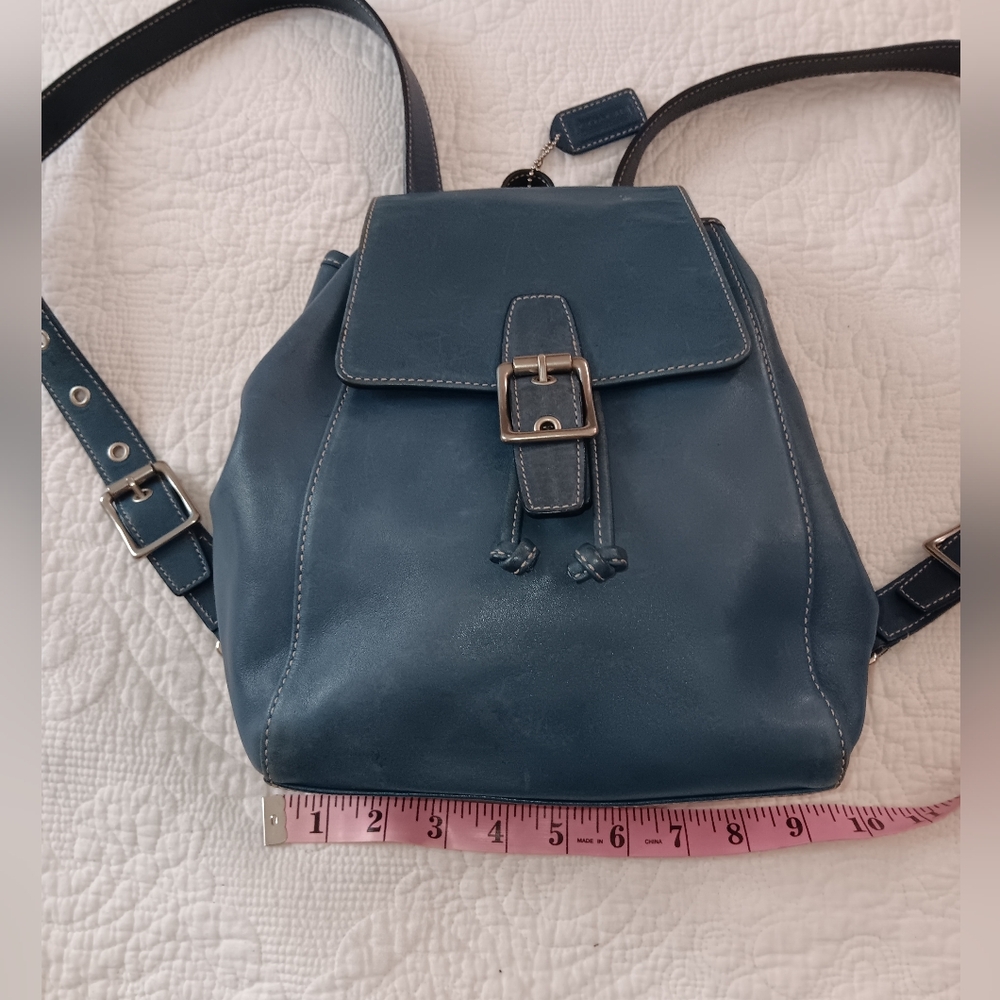 Coach Navy Leather Backpack - Picture 7 of 14